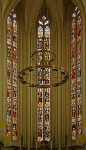 View of the three eastern-most windows by French School